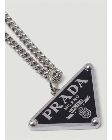 prada symbol necklace|prada black triangle necklace.